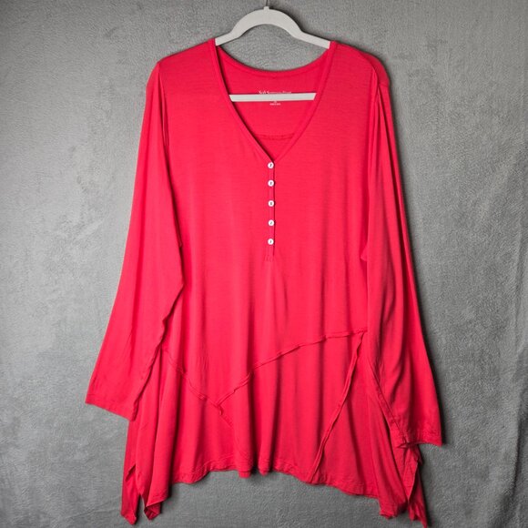 Soft Surroundings 2X Plus Size Active Top Long Sleeve Barbie Pink Tunic - Picture 2 of 7